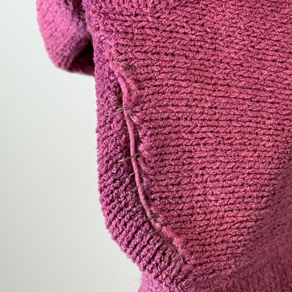 Life is Good Full Zip Hoodie Womens S Berry Pink Fair Textured Knit Sweater Cozy - Picture 4 of 8
